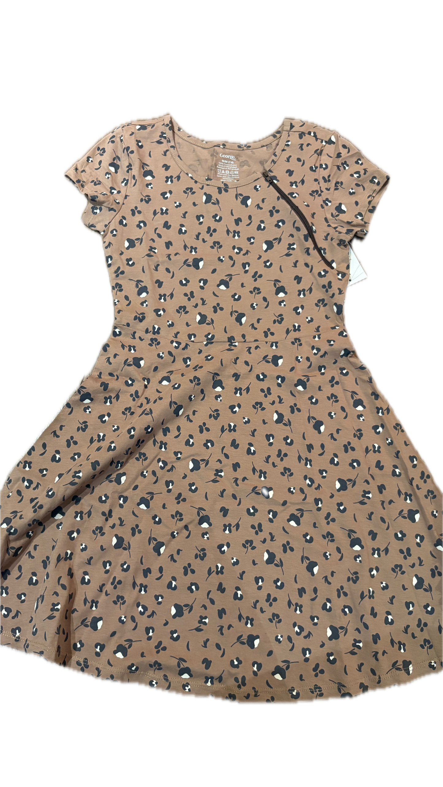LEFT ZIPPER Black Flower Dress