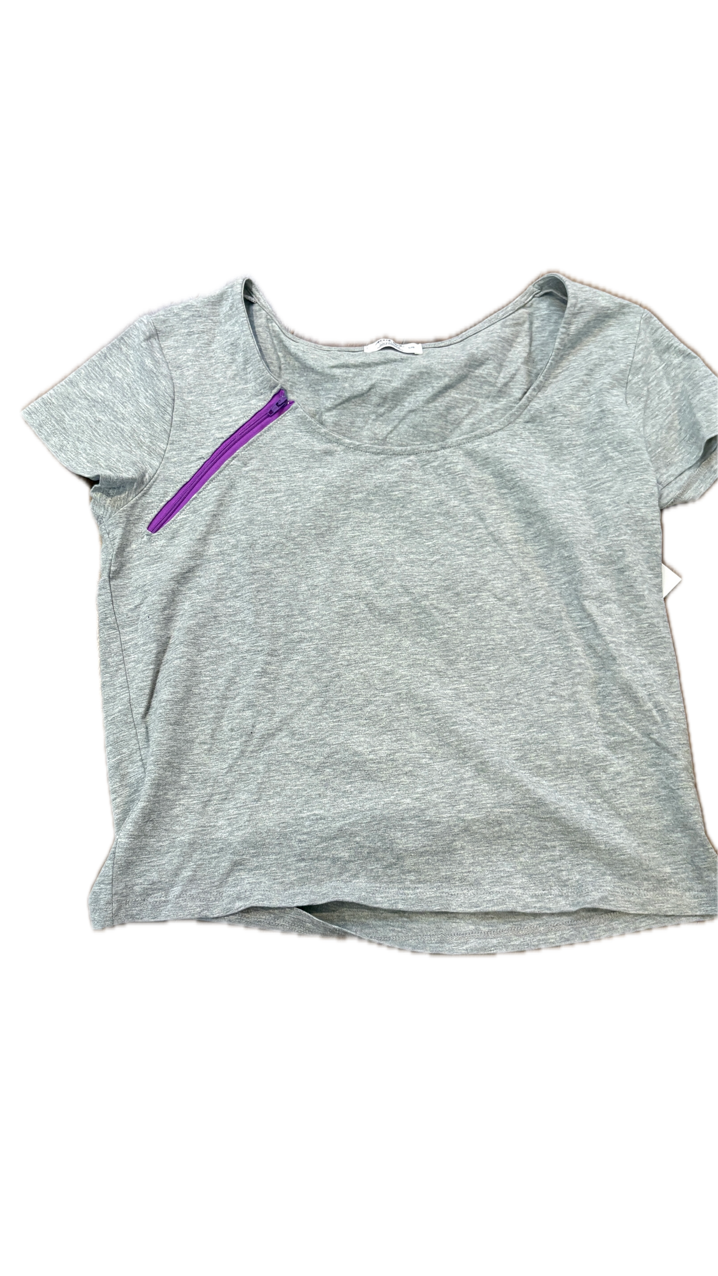 RIGHT ZIPPER Grey Crop