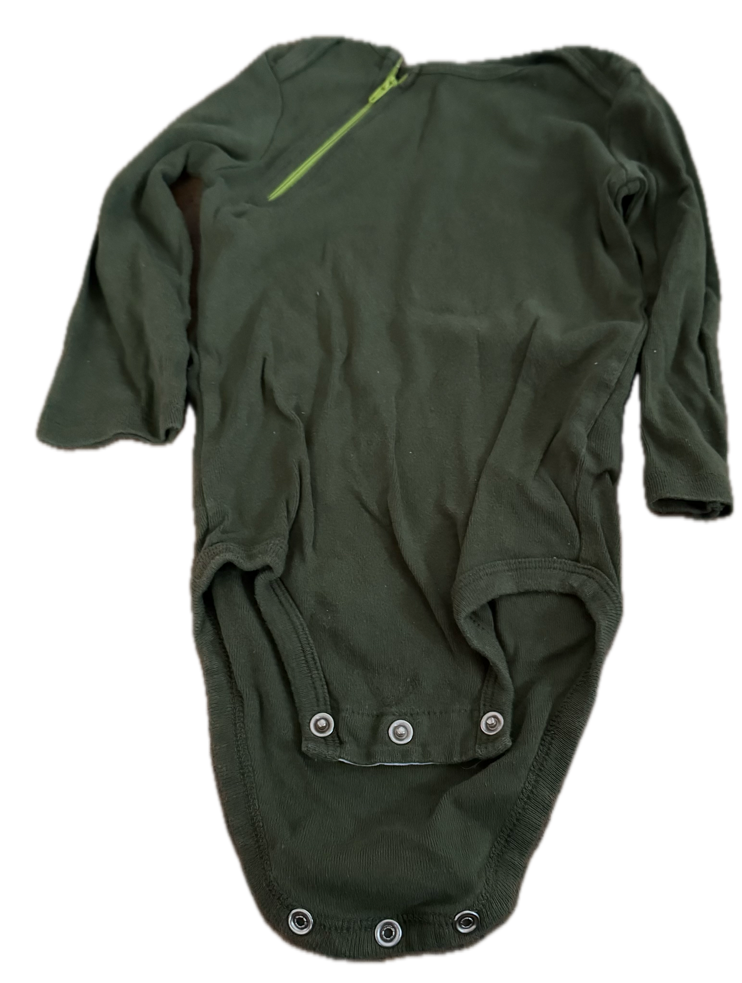 GENTLY USED Right Zipper Green Onesie