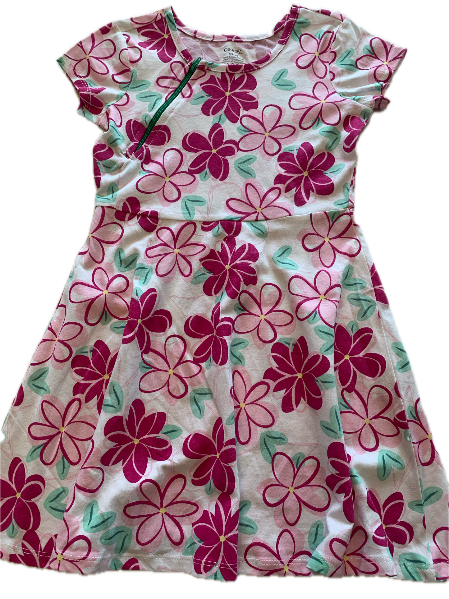 RIGHT ZIPPER Pink Flower Dress