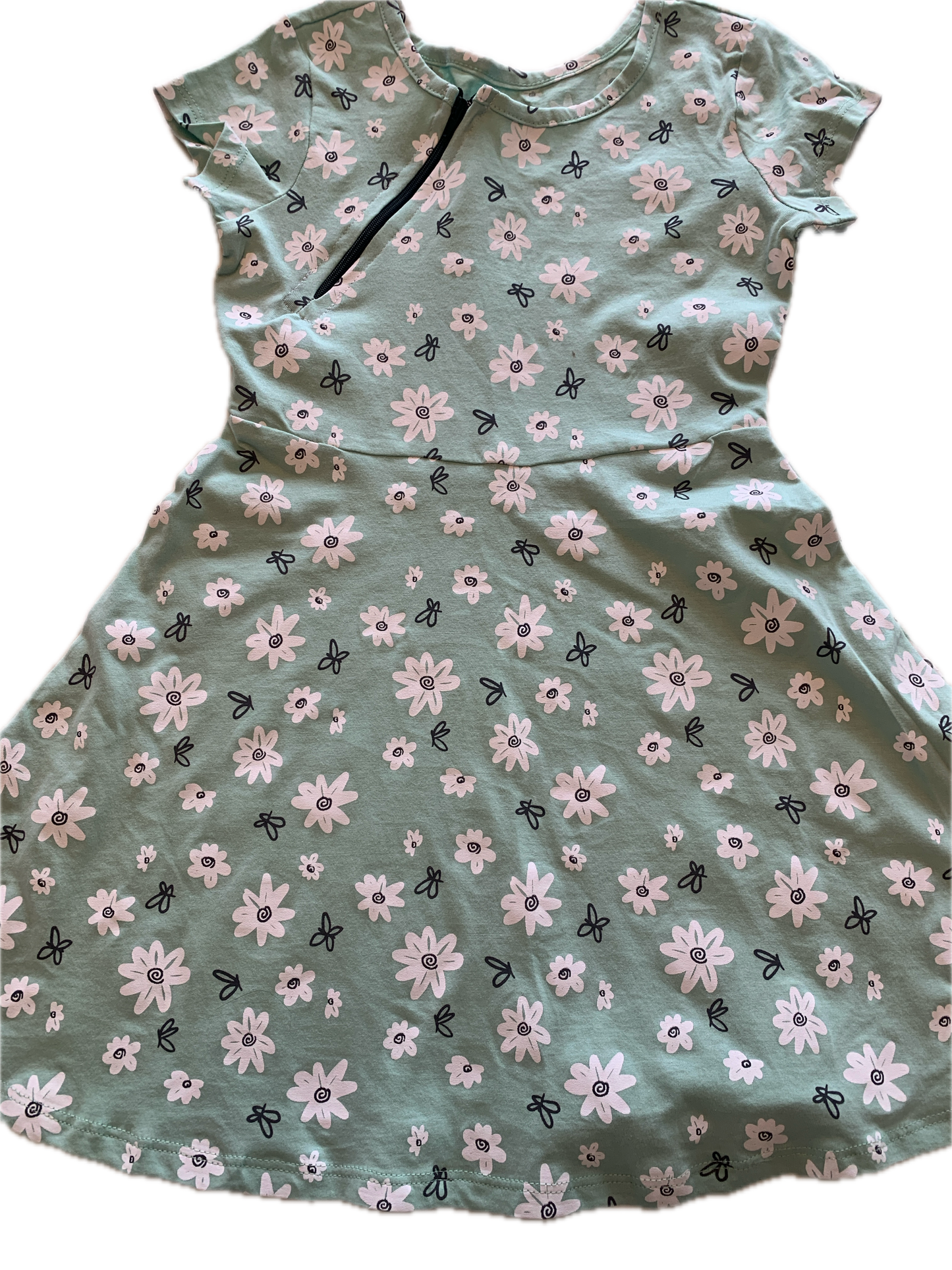 RIGHT ZIPPER Green Flowers