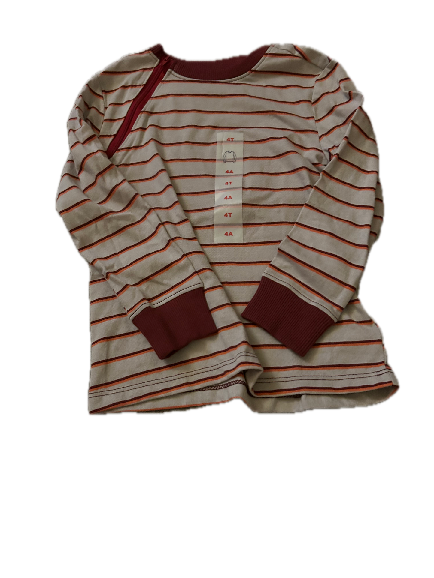RIGHT ZIPPER Grey Orange Maroon Stripes
