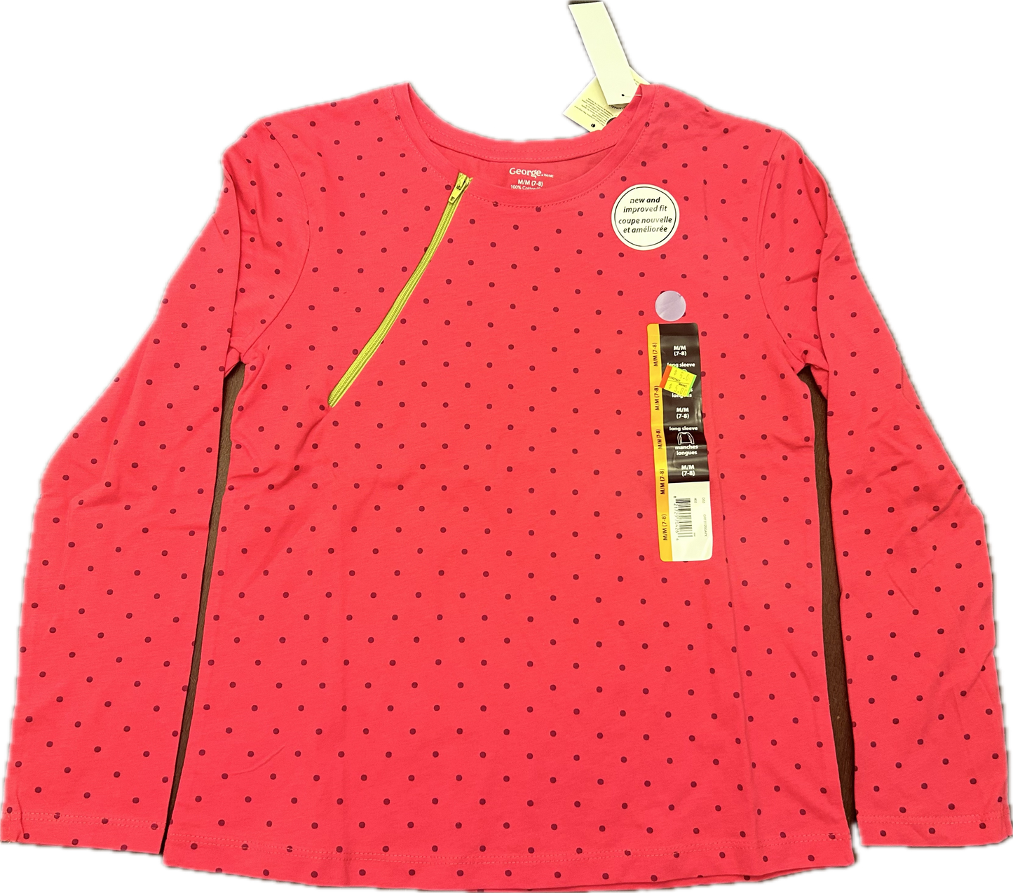 RIGHT ZIPPER Pink Polka Dots Size 7-8