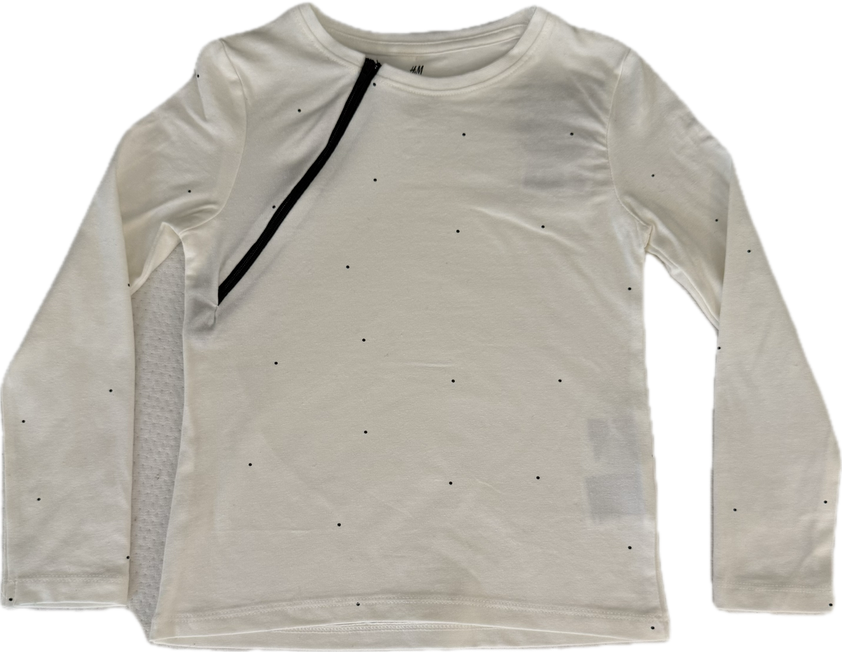 RIGHT ZIPPER White with Black Dots