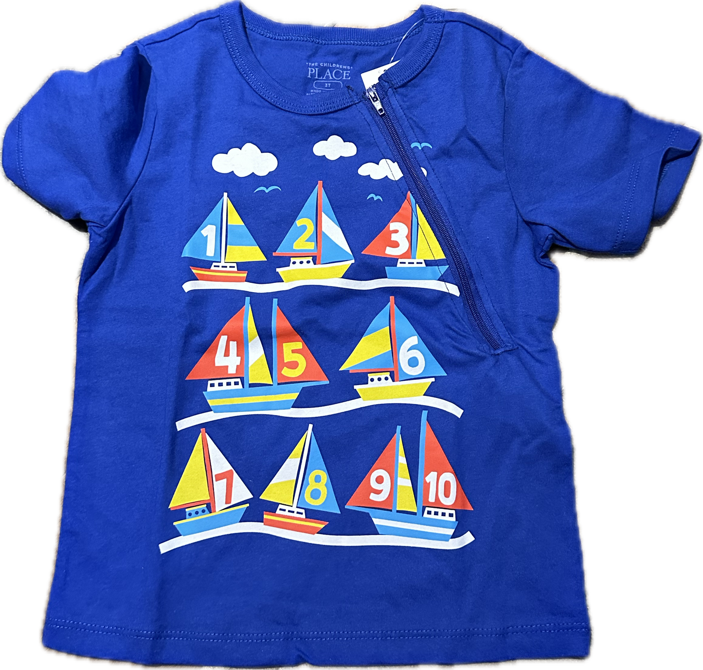 LEFT ZIPPER Sailboats Size 3T