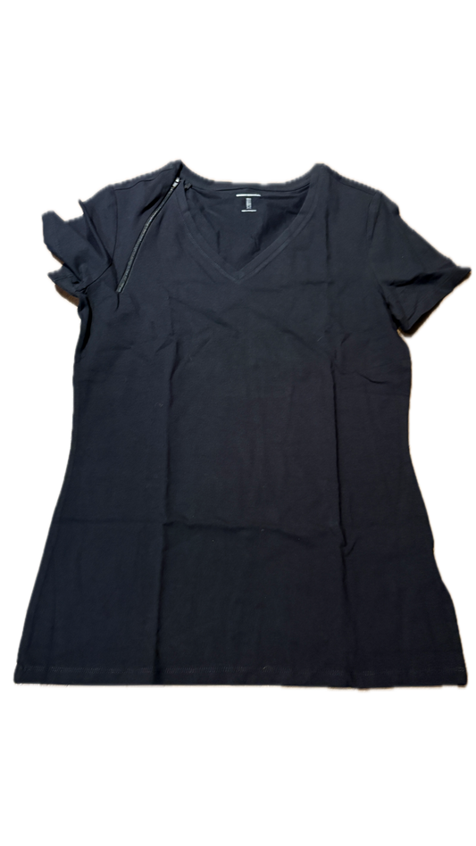 RIGHT ZIPPER Black VNeck