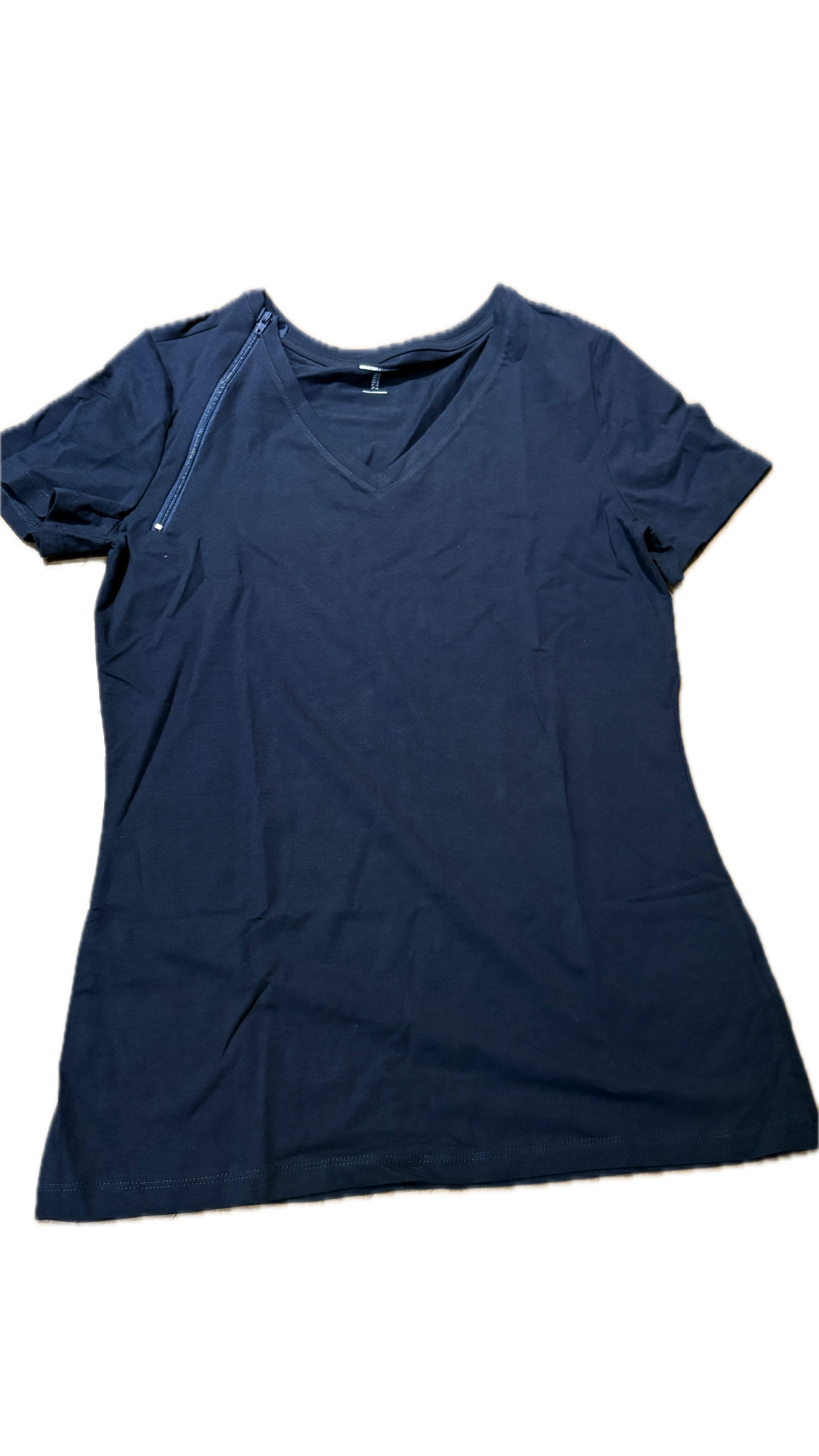 RIGHT ZIPPER Navy Blue VNeck