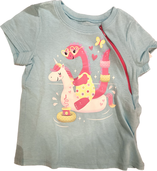 LEFT ZIPPER Dino Unicorn Size 2T