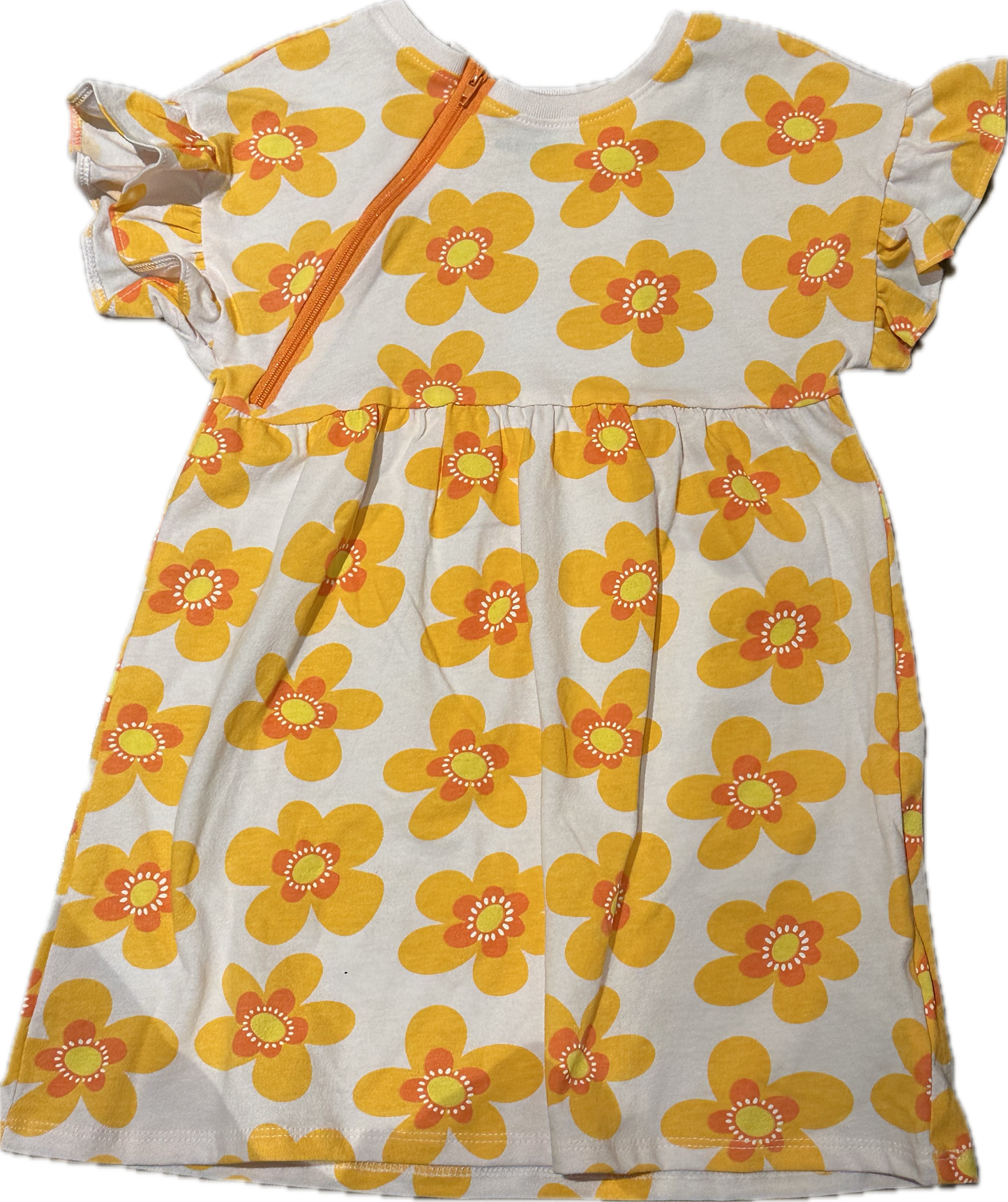 RIGHT ZIPPER Orange Flower Dress