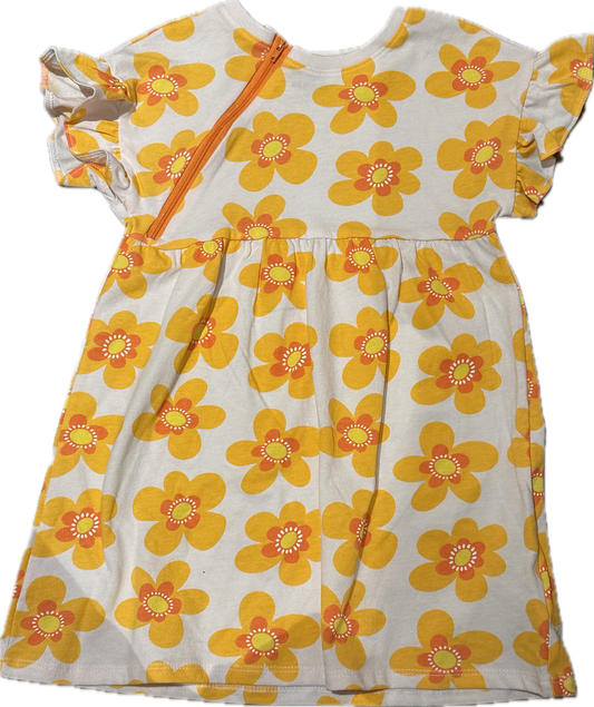 RIGHT ZIPPER Orange Flower Dress