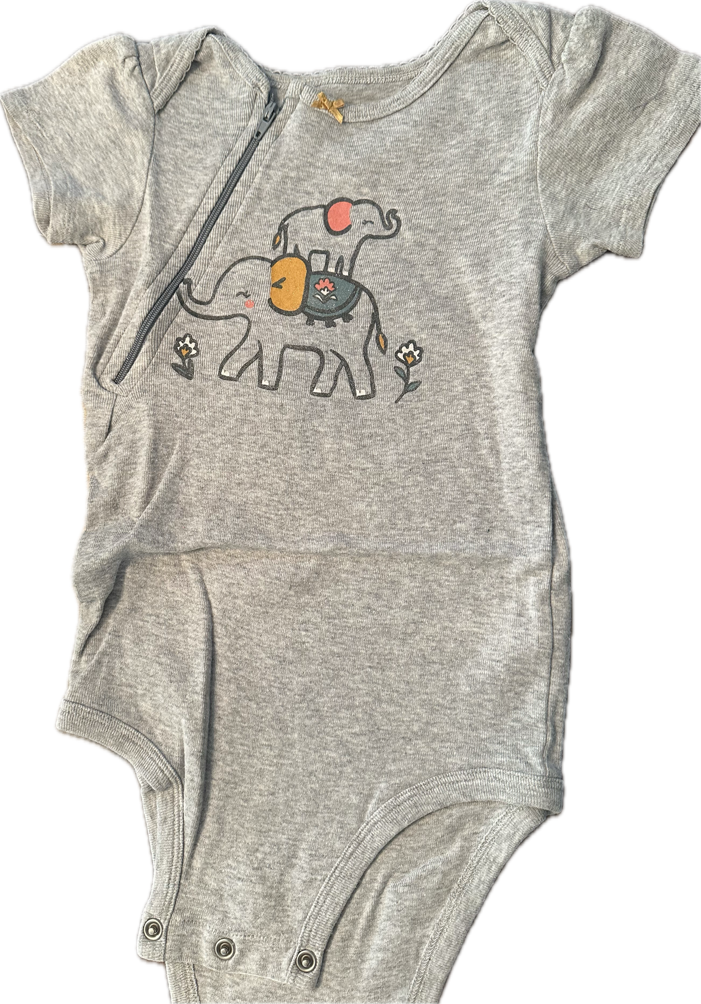 GENTLY USED Elephant Onesie RIGHT ZIPPER