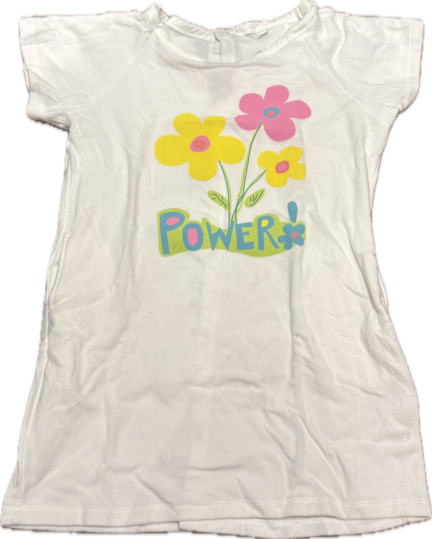 Flannel Gown - Flower Power [WHITE]