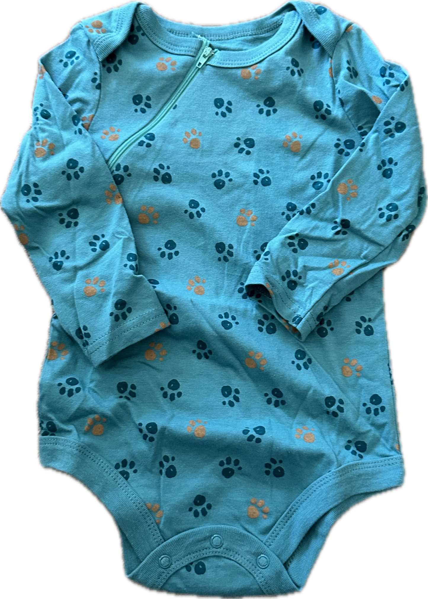 RIGHT ZIPPER Paw Print Onesie 18-24 Months