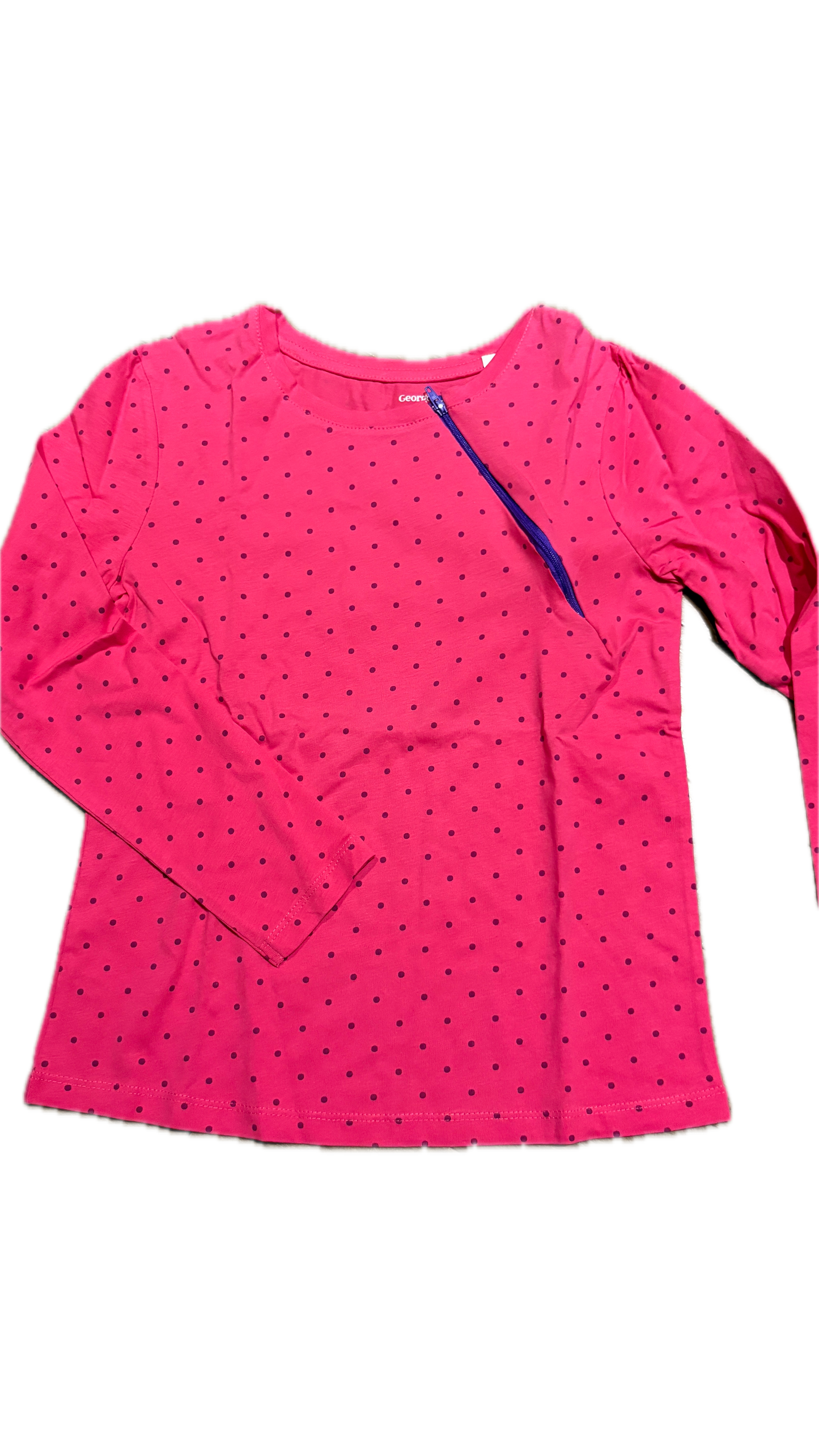 LEFT ZIPPER Purple Polka Dots