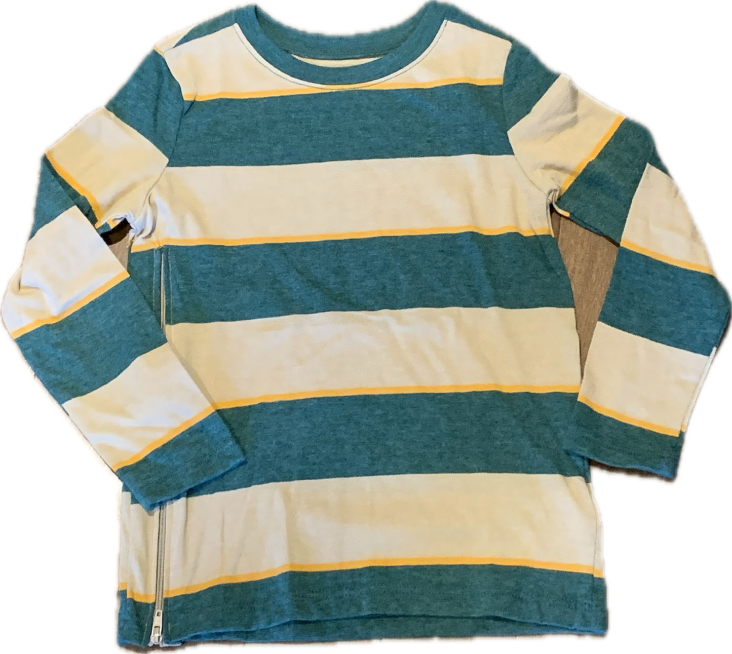 SIDE ZIPPER Green and Beige Stripes Size 5t