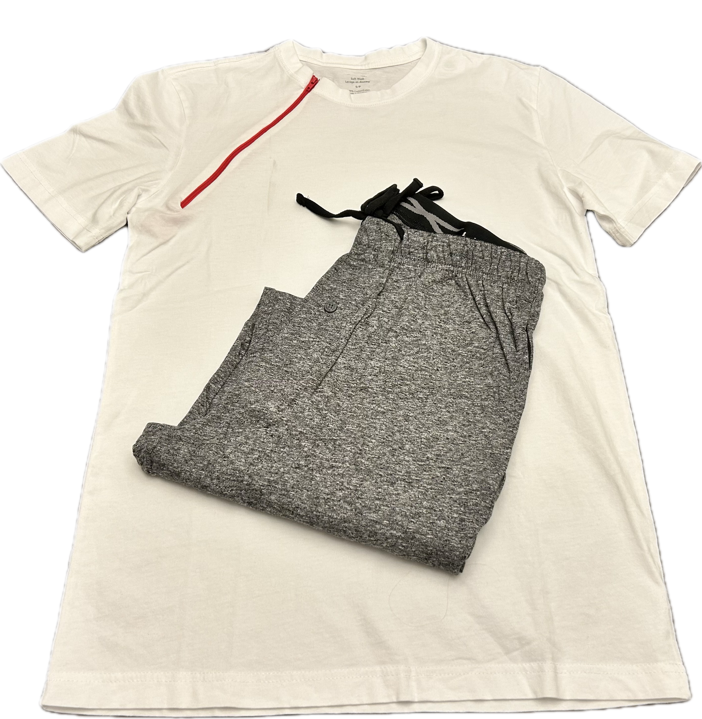 RIGHT ZIPPER White and Grey PJs